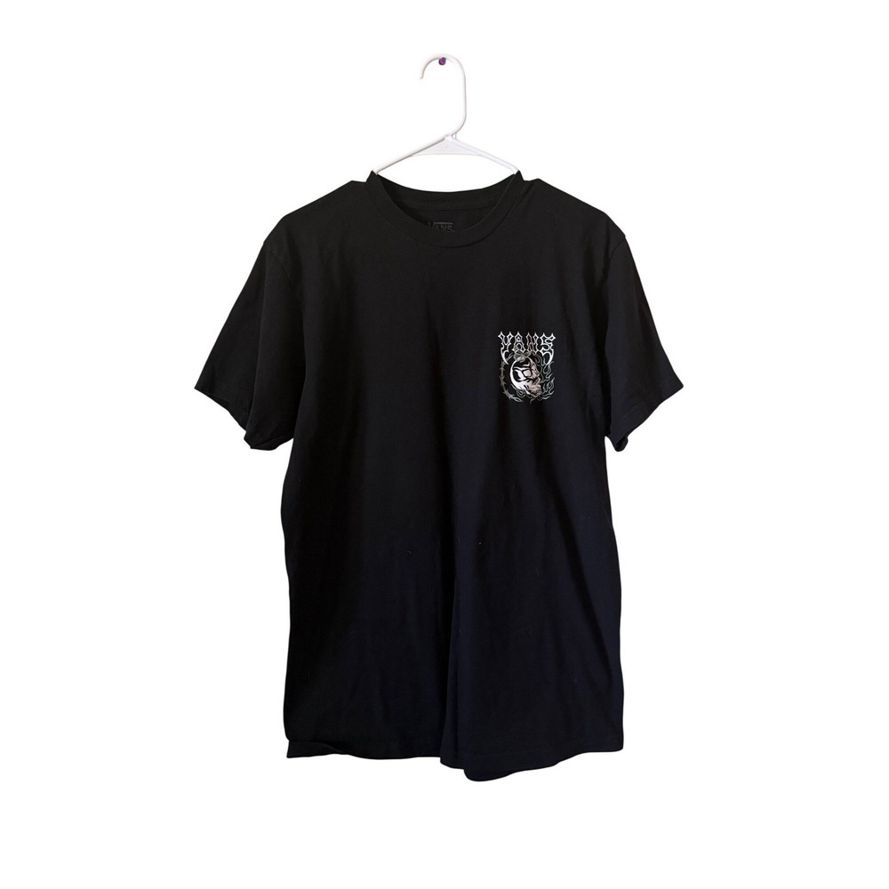 Vans Mens Classic Fit Black Graphic‎ T-Shirt Skull Butterfly Dice Size M Slim